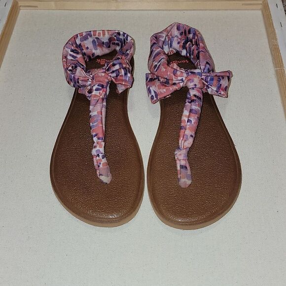 Sanuk Women's Yoga Sling Ella Spriced Coral Rain Flip Flop Size 8 - Picture 2 of 9